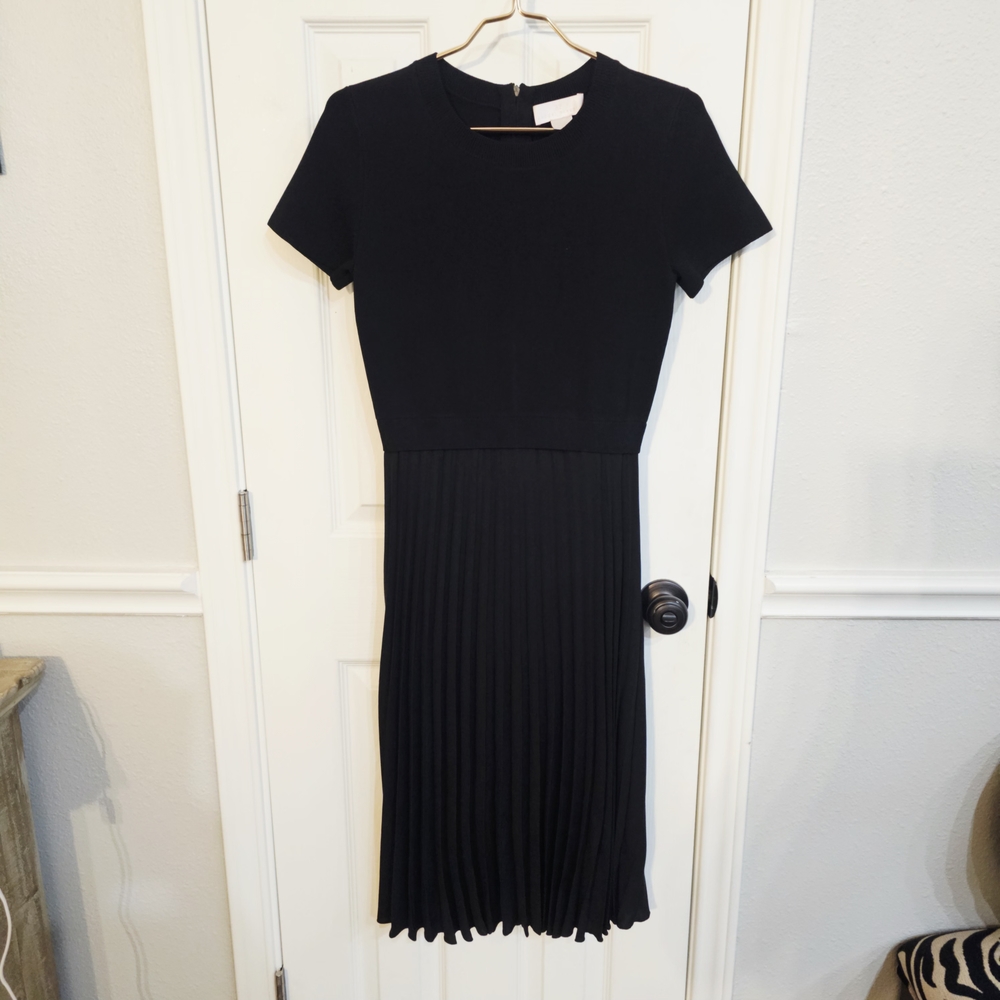 Rachel Parcell Elegant Black Pleated Midi Dress